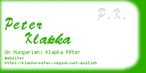 peter klapka business card